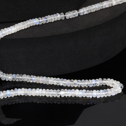 AA Blue Rainbow Moonstone 5mm Faceted Rondelles Bead Strand
