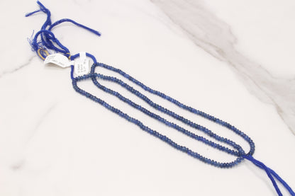 Navy Blue Sapphire 3.5mm Smooth Rondelles Bead Strand