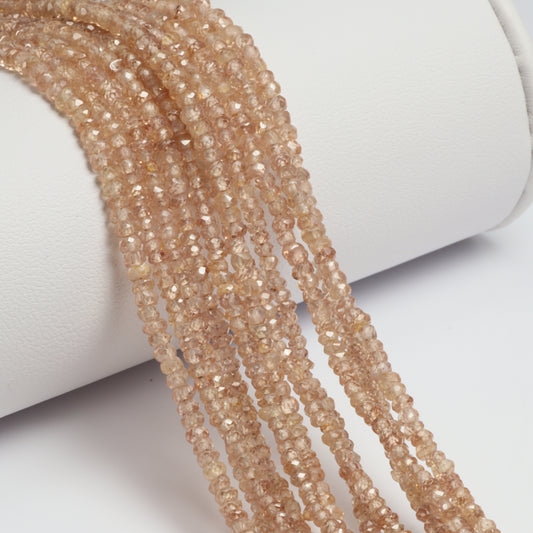Natural Brown Zircon 2.5mm Hand Faceted Rondelles Bead Strand