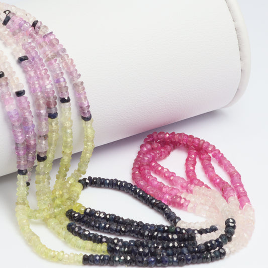 Multi Sapphire 2.5mm Faceted Rondelles