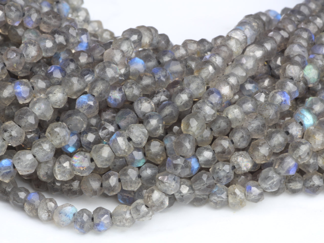 Blue Labradorite 3mm Faceted Rondelles