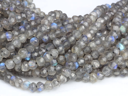 Blue Labradorite 3mm Faceted Rondelles