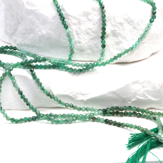 Ombre Sakoda Emerald 2mm Faceted Rounds Bead Strand