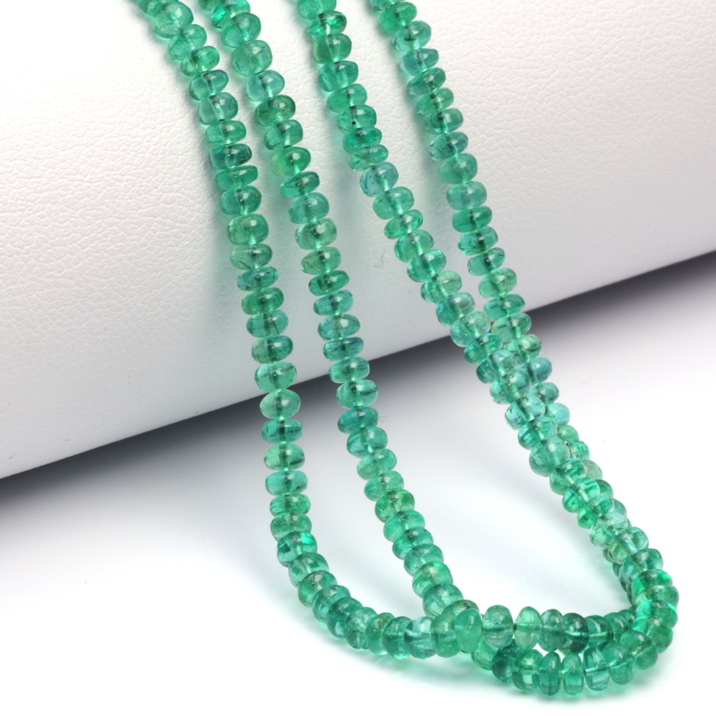 Green Emerald 3mm Smooth Rondelles Bead Strand