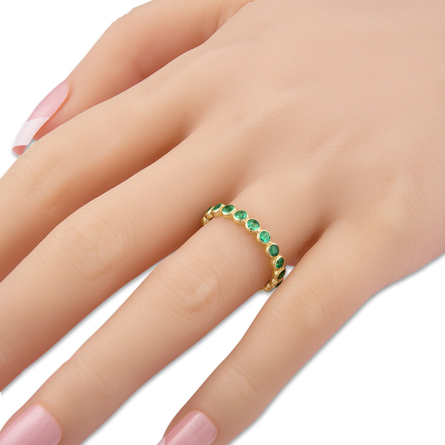Bezel Set Emerald Eternity Band