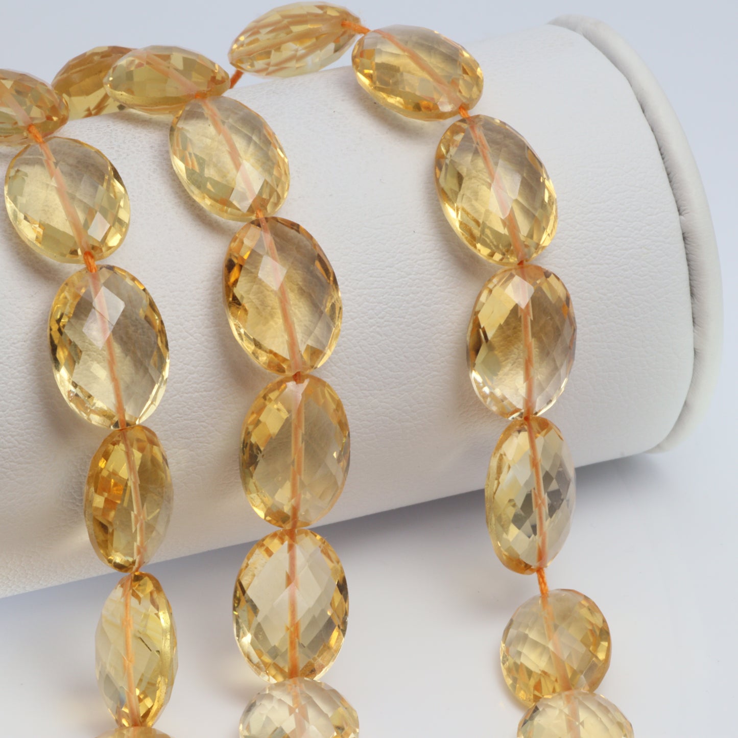 Yellow Citrine 14x10mm Faceted Ovals Bead Strand