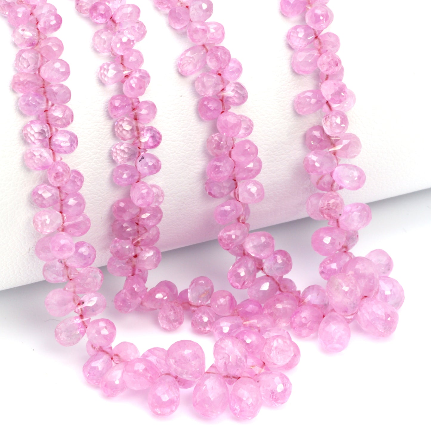 Light Pink Sapphire 4x2mm - 6x4mm Faceted Teardrop Briolettes Bead Strand