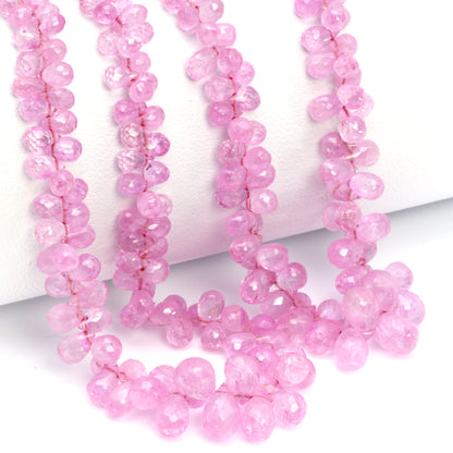 Light Pink Sapphire 4x2mm - 6x4mm Faceted Teardrop Briolettes Bead Strand