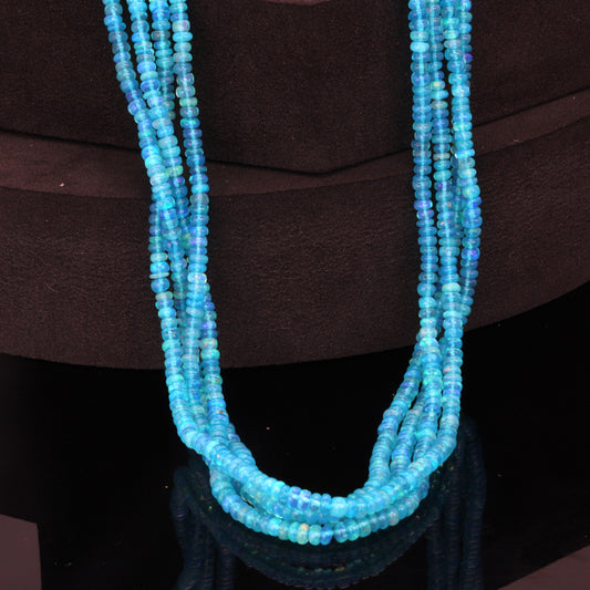 Teal Ethiopian Opal 3mm Smooth Rondelles Bead Strand