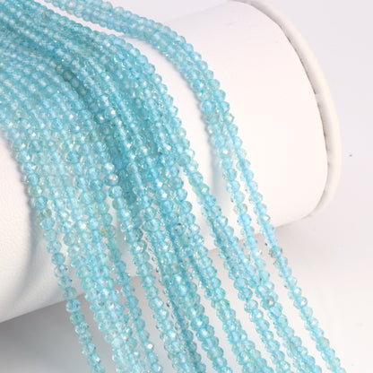 Sea Blue Apatite 2.5mm Faceted Rondelles Bead Strand
