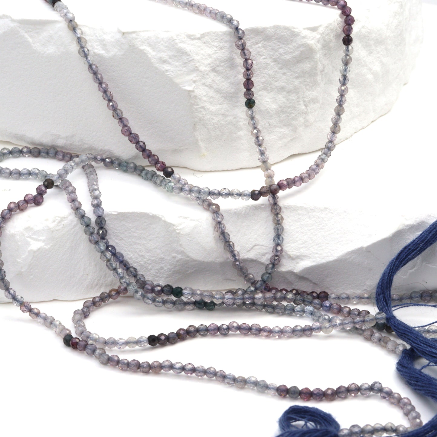 Ombre Blue Spinel 2mm Faceted Rounds