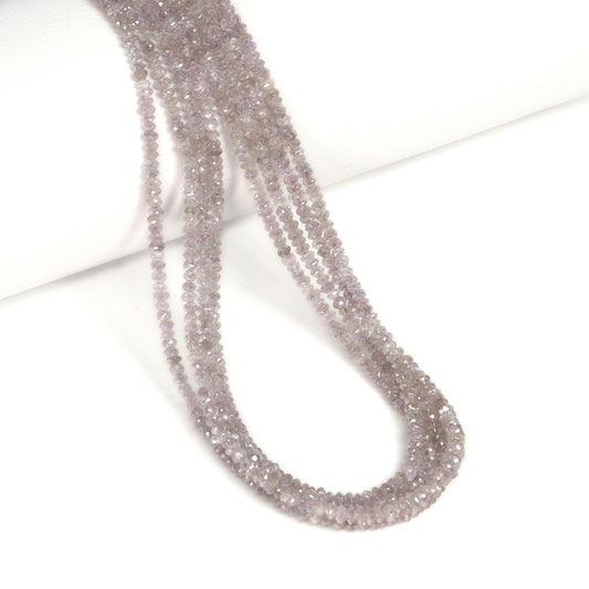 Pink Diamond 1.6mm – 2.6mm Hand Faceted Rondelles Bead Strand