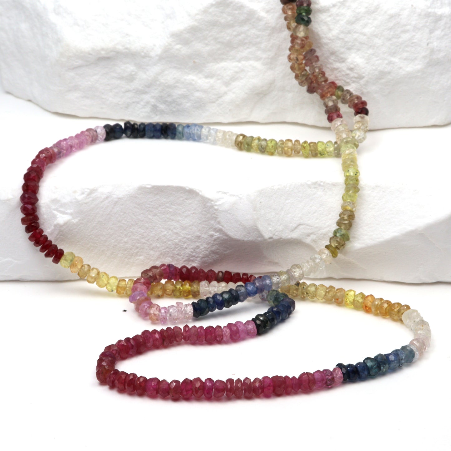 Multi Sapphire 3mm Faceted Rondelles
