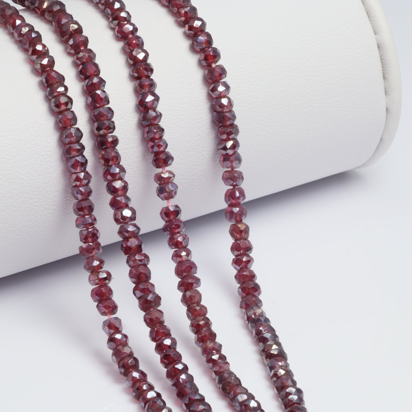 Coated Rhodolite Garnet 3mm Faceted Rondelles