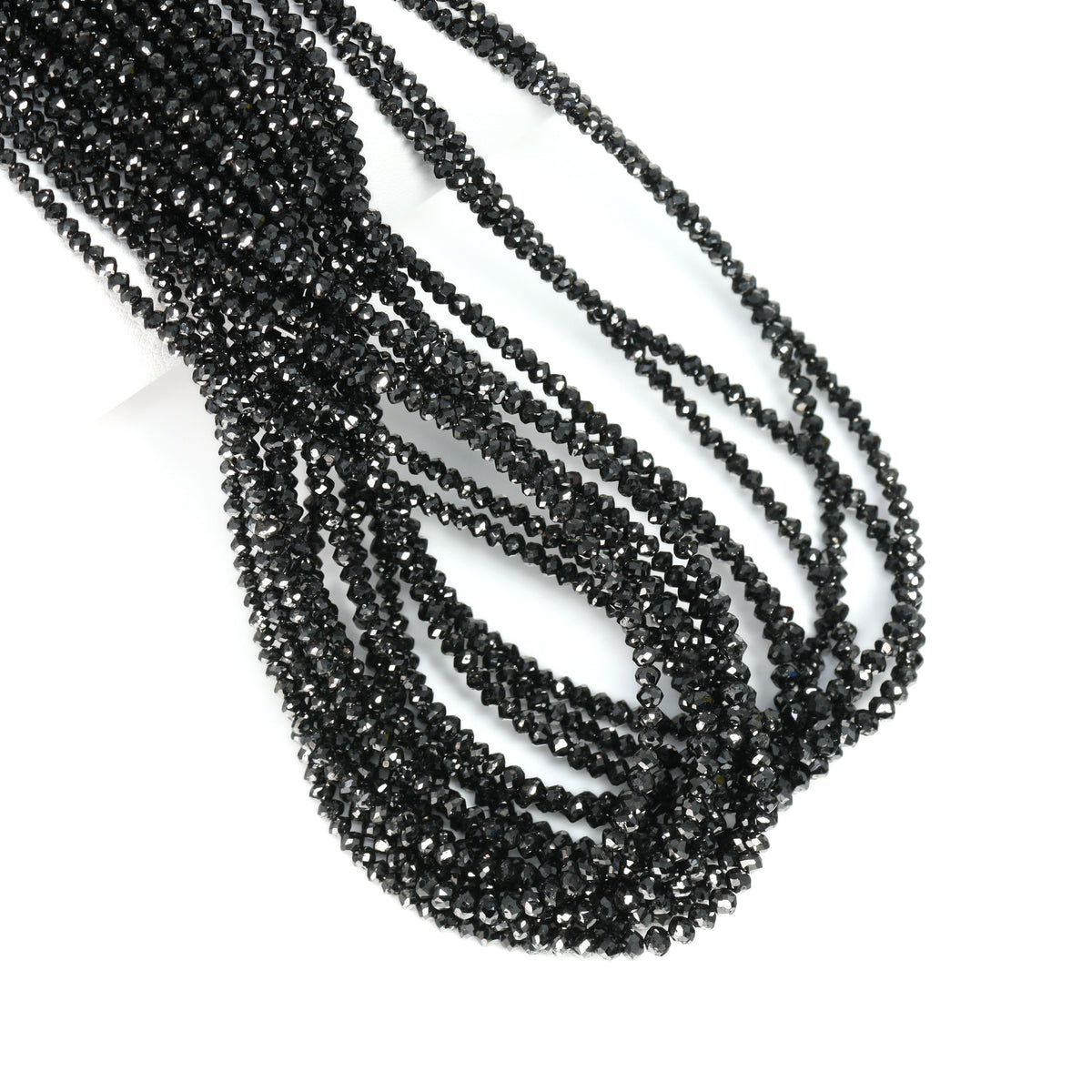 Black Diamond 2-2.7mm hand faceted rondelle beads, 15.25 in strand, main view