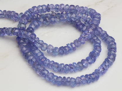 Blue Tanzanite 3mm Faceted Rondelles