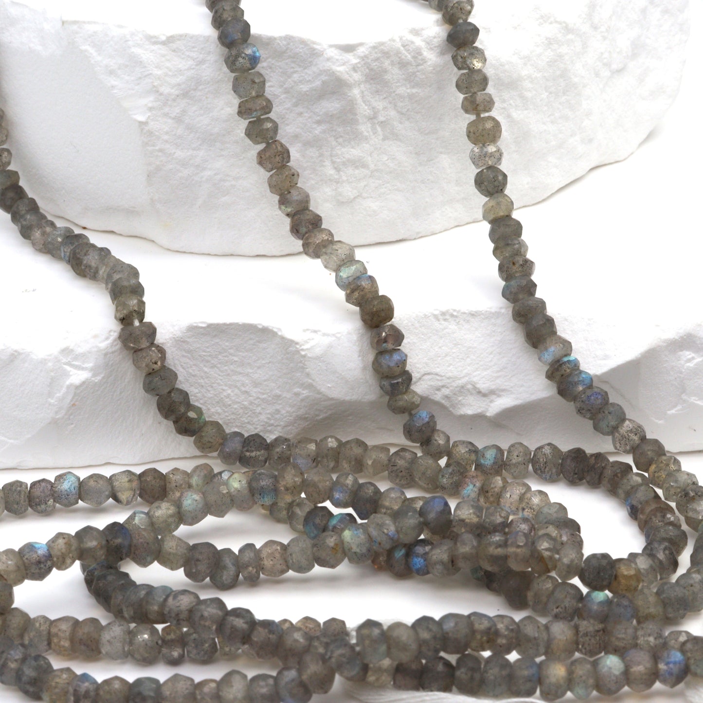 Blue Labradorite 4mm Faceted Rondelles