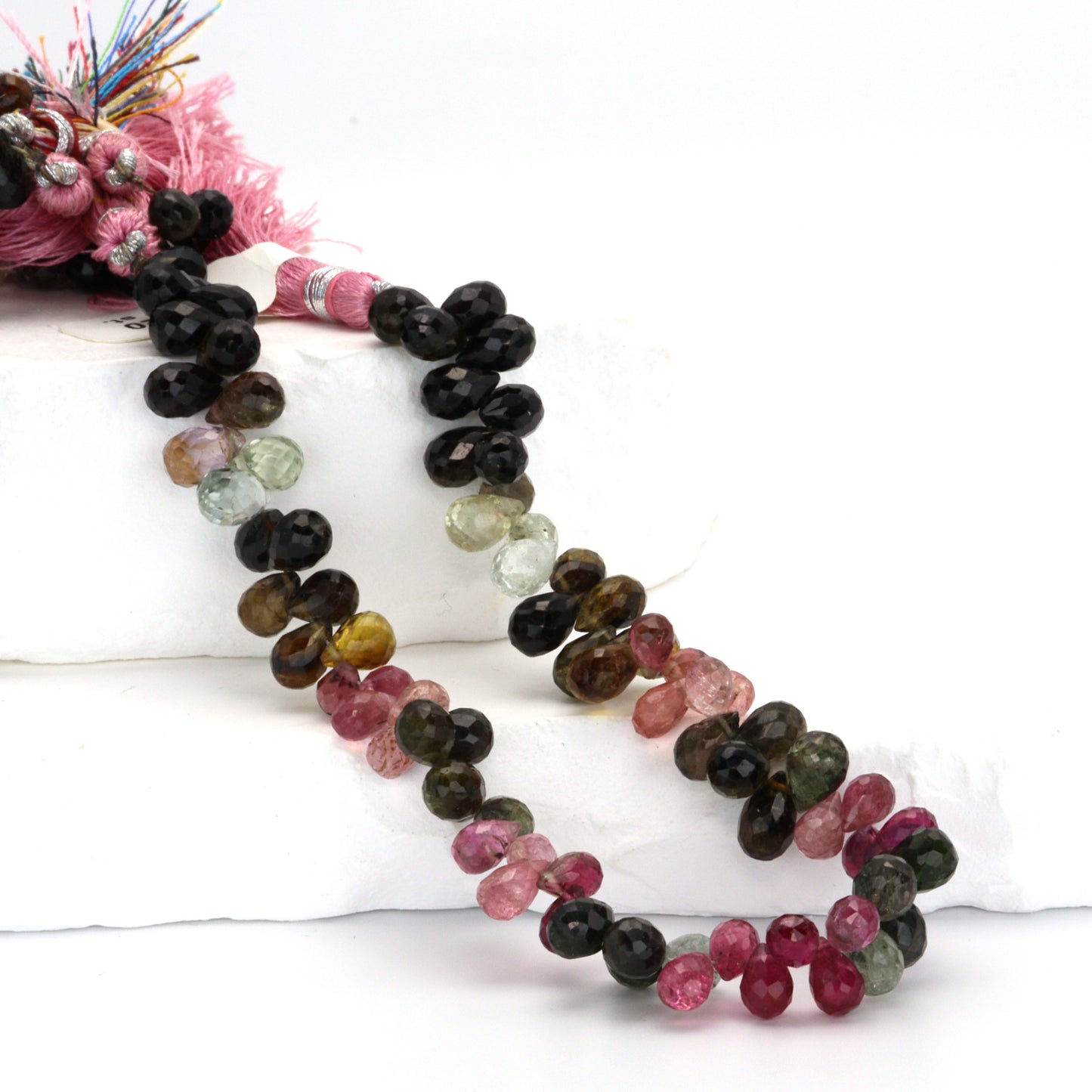 Watermelon Tourmaline 6x4mm Faceted Teardrop Briolettes