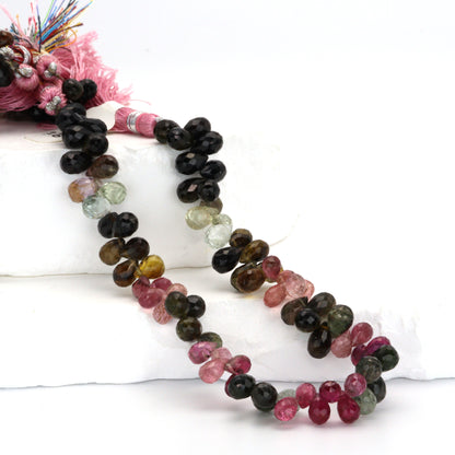 Watermelon Tourmaline 6x4mm Faceted Teardrop Briolettes