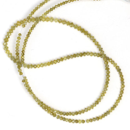 Yellow Diamond 1.8mm - 2.5mm Hand Faceted Rondelles Bead Strand