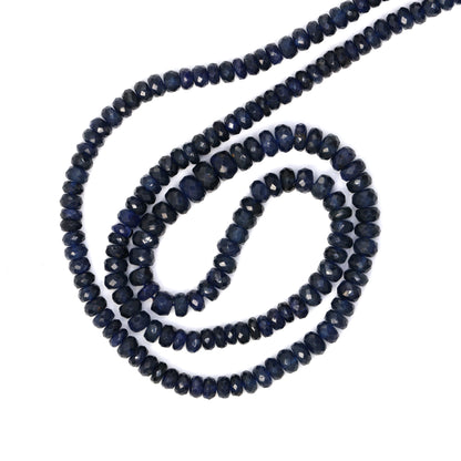 Navy Blue Sapphire 4mm - 5mm Hand Faceted Rondelles Bead Strand