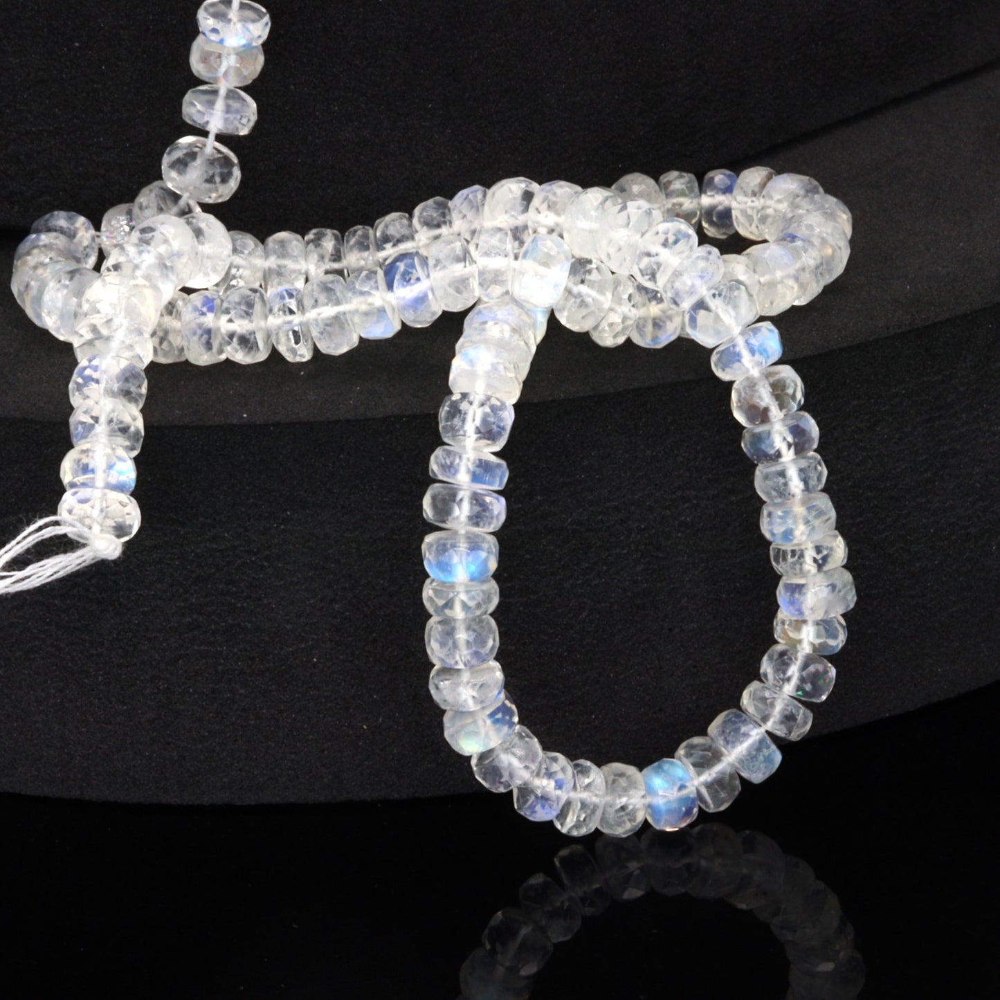 AA Blue Rainbow Moonstone 5.5mm Faceted Rondelles Bead Strand