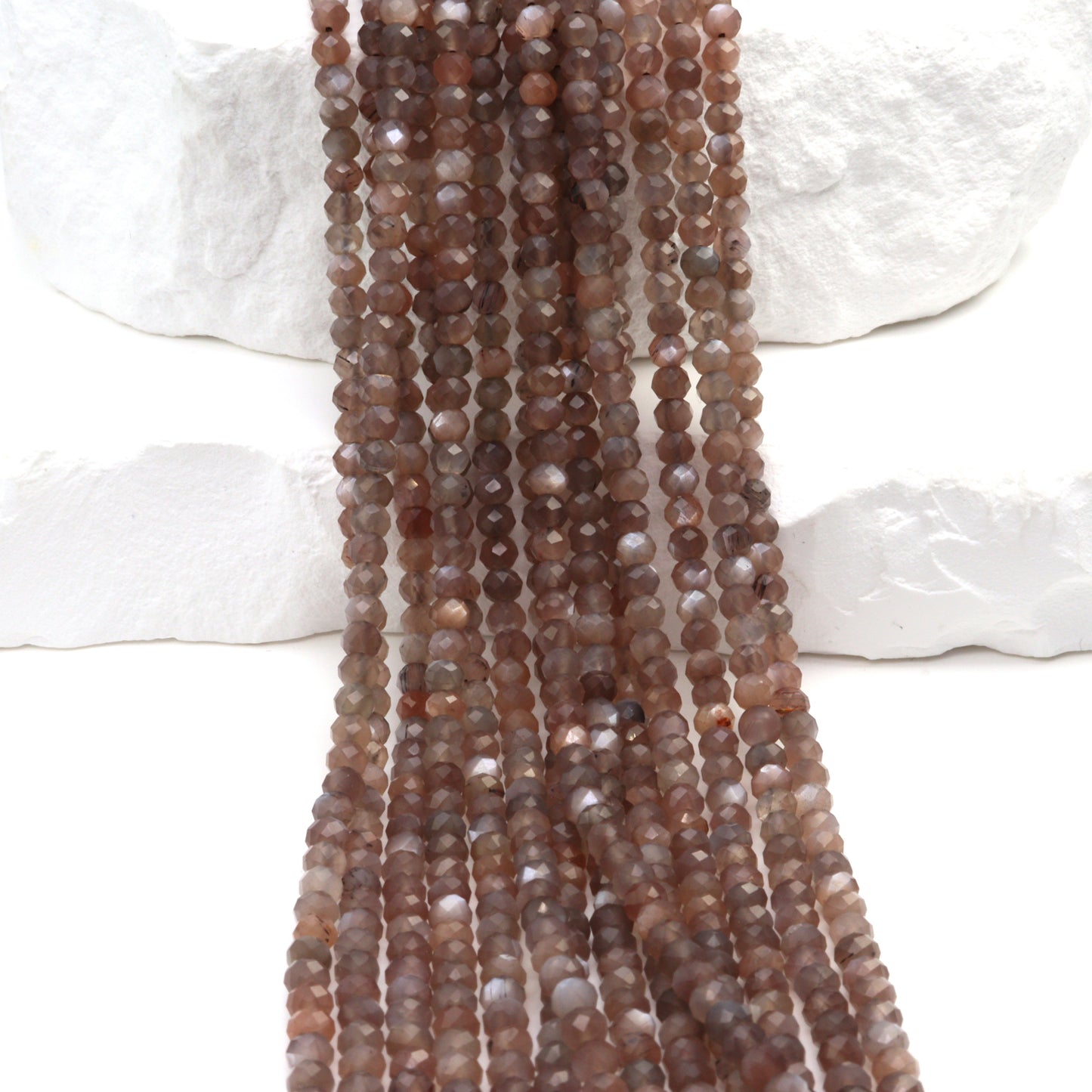 Chocolate Moonstone 3mm Faceted Rondelles Bead Strand