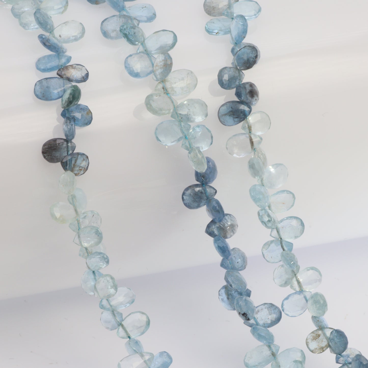 Blue Moss Aquamarine 6x4mm Faceted Pear Shaped Briolettes