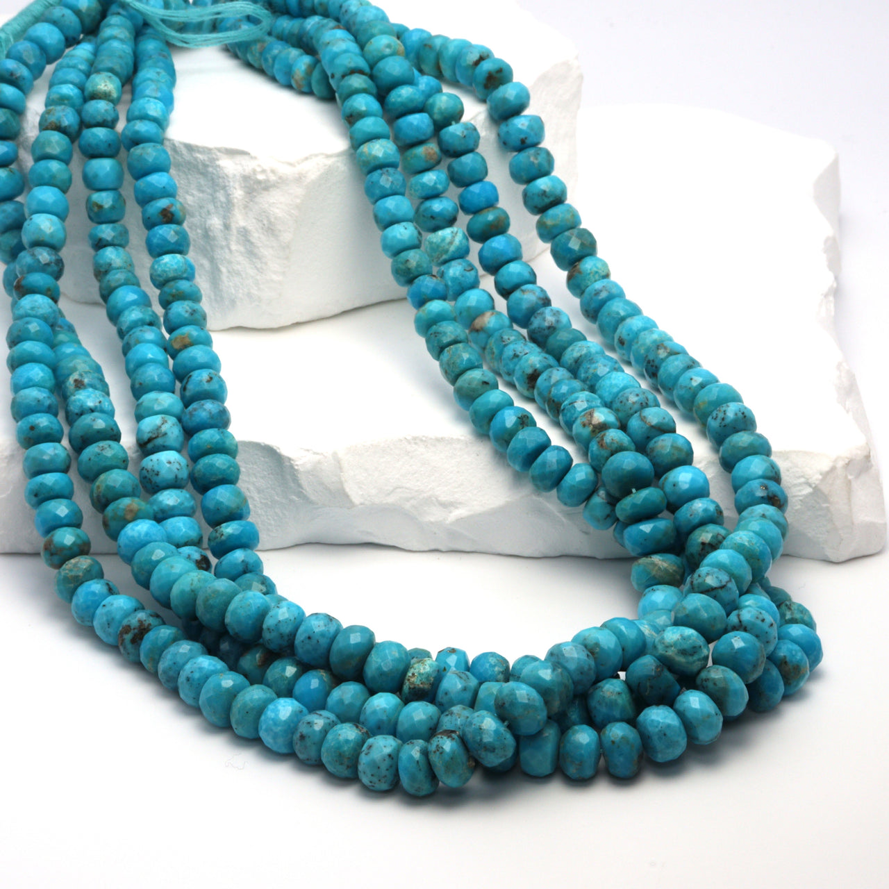 Natural Blue Turquoise 6mm Faceted Rondelles