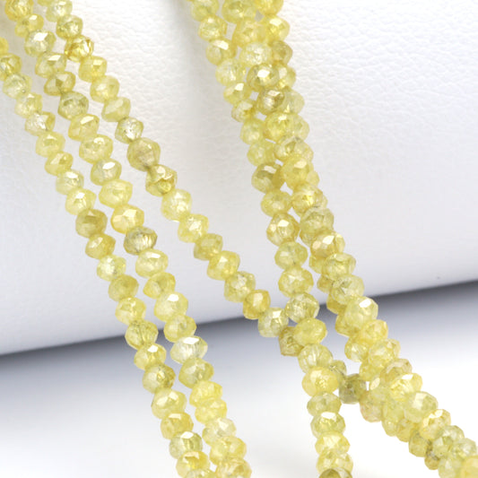 Yellow Diamond 2.4mm - 2.7mm Hand Faceted Rondelles Bead Strand