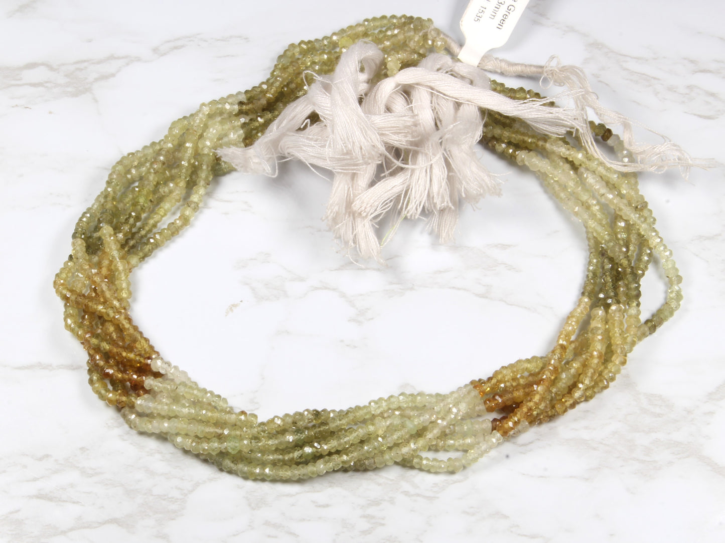 Ombre Green Grossular Garnet 3mm Faceted Rondelles