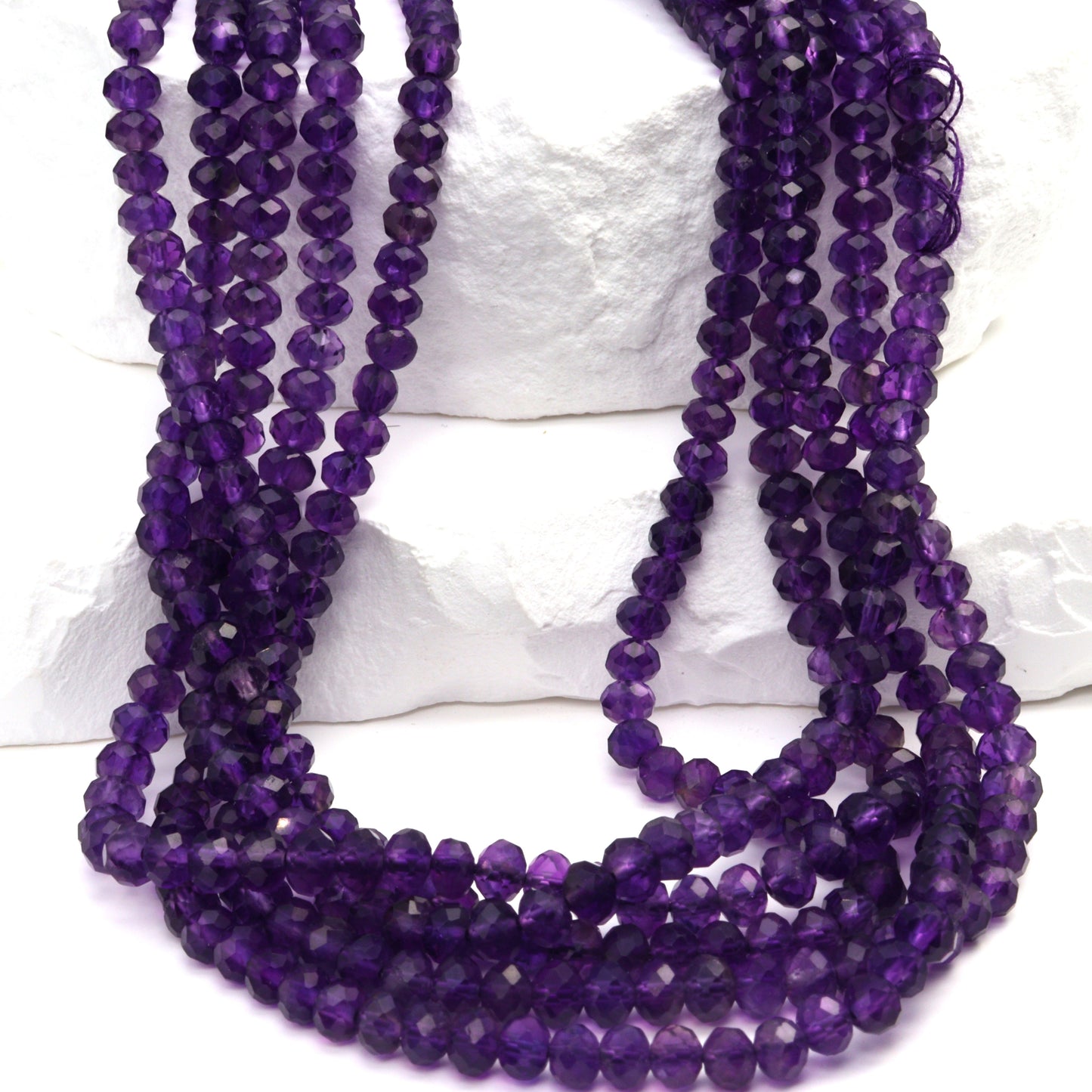 Amethyst 4mm Faceted Rondelles Bead Strand