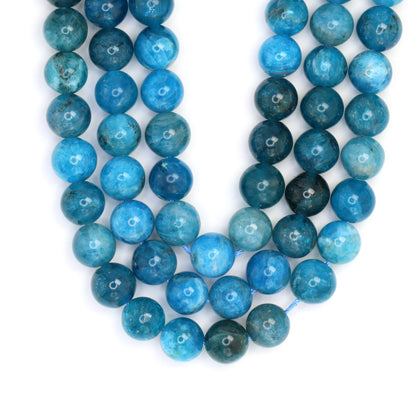 Neon Blue Apatite 8mm Smooth Rounds Bead Strand