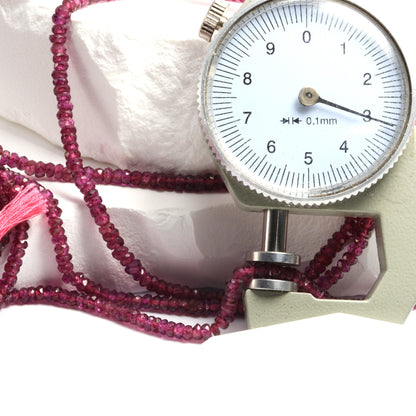 Rhodolite Garnet 3mm Hand Faceted Rondelles Bead Strand