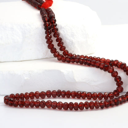 Red Garnet 5mm Faceted Rondelles Bead Strand