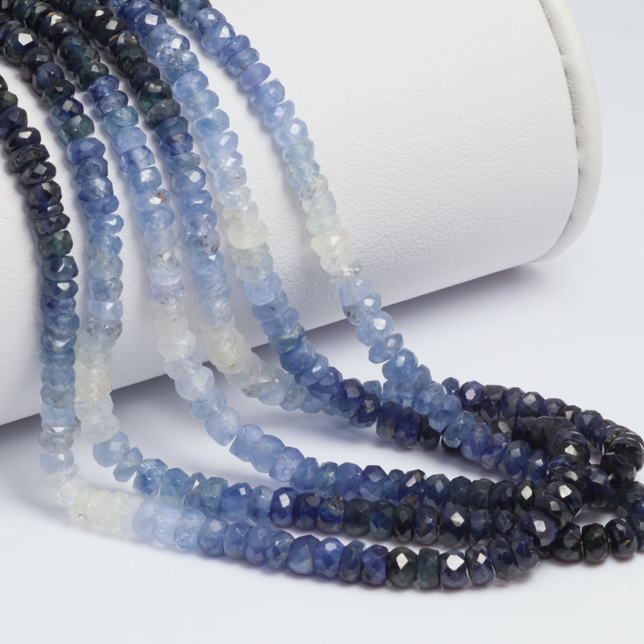Ombre Blue and White Sapphire 2.5mm Faceted Rondelles