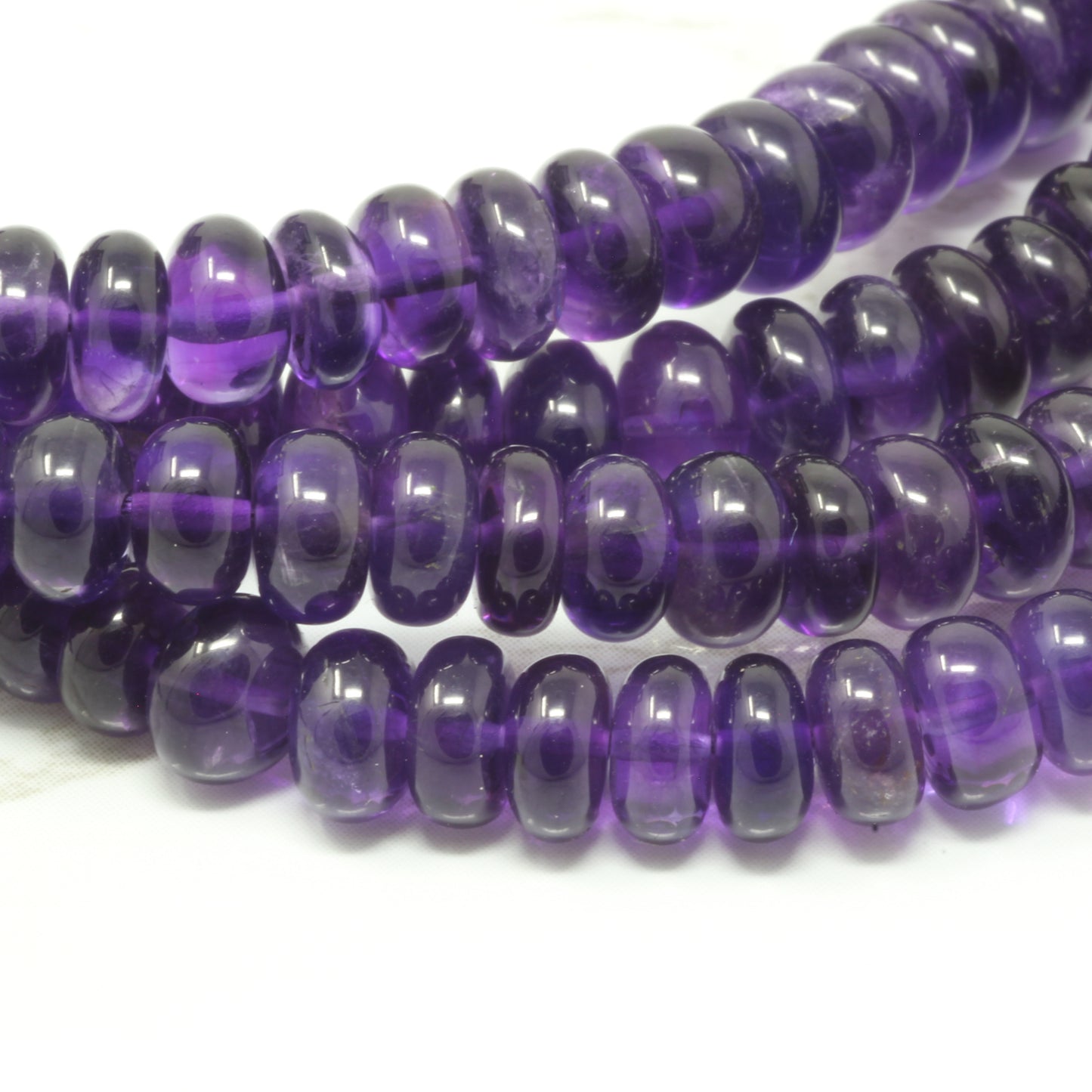 Purple Amethyst 6mm Smooth Rondelles Bead Strand