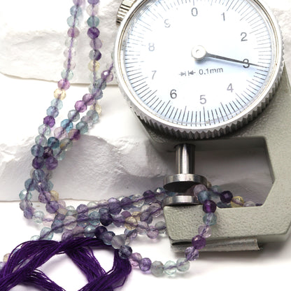 Purple Fluorite 3mm Faceted Rounds Bead Strand