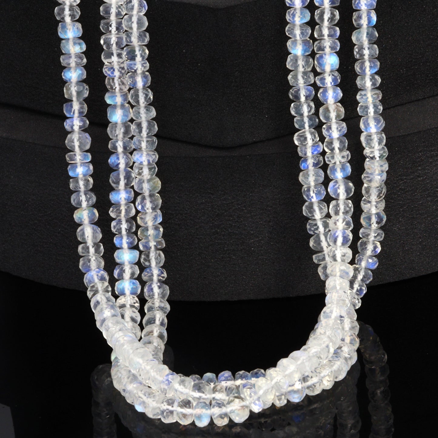 AAA Blue Rainbow Moonstone 5mm Faceted Rondelles Bead Strand