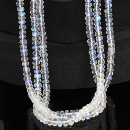 AAA Blue Rainbow Moonstone 5mm Faceted Rondelles Bead Strand