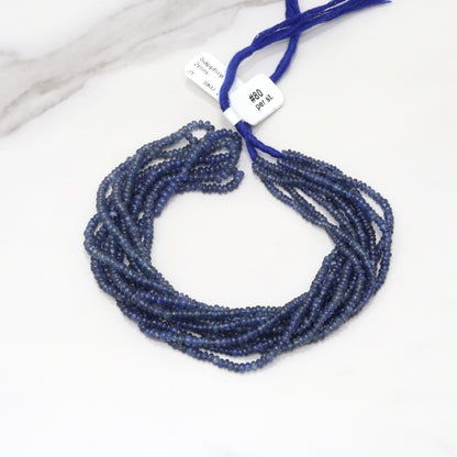 Cornflower Blue Sapphire 2mm - 2.5mm Smooth Rondelles Bead Strand