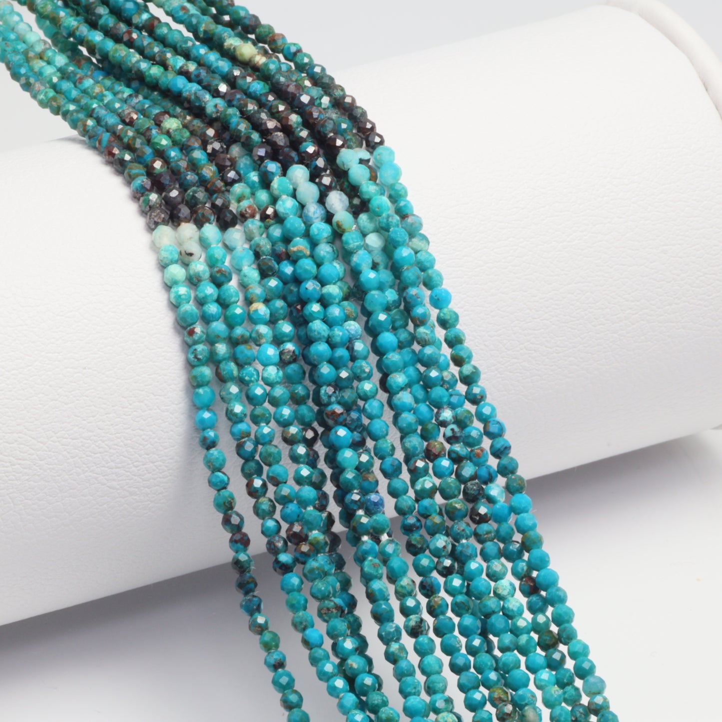 Ombre Chrysocolla 2mm Faceted Rounds Bead Strand