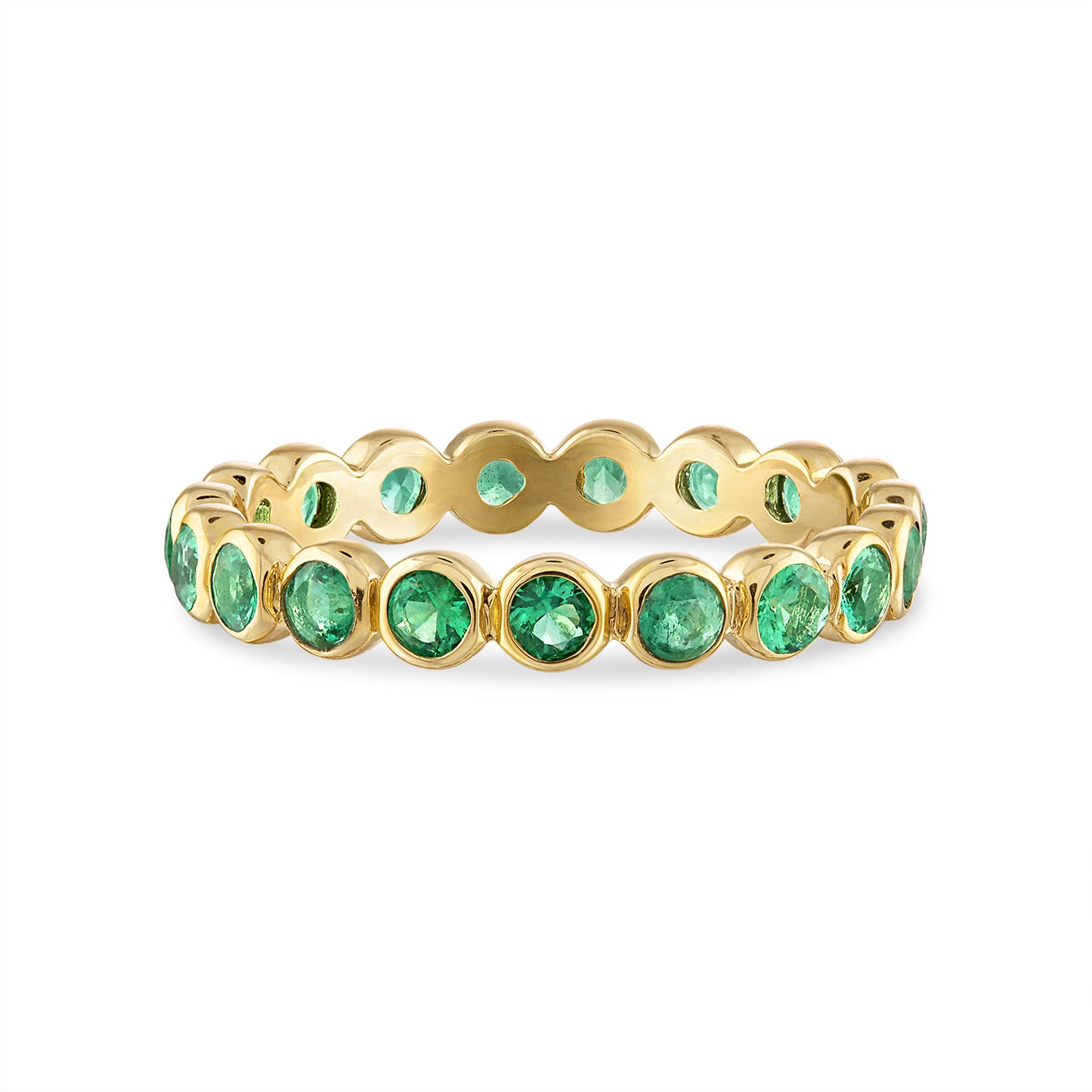 Bezel Set Emerald Eternity Band