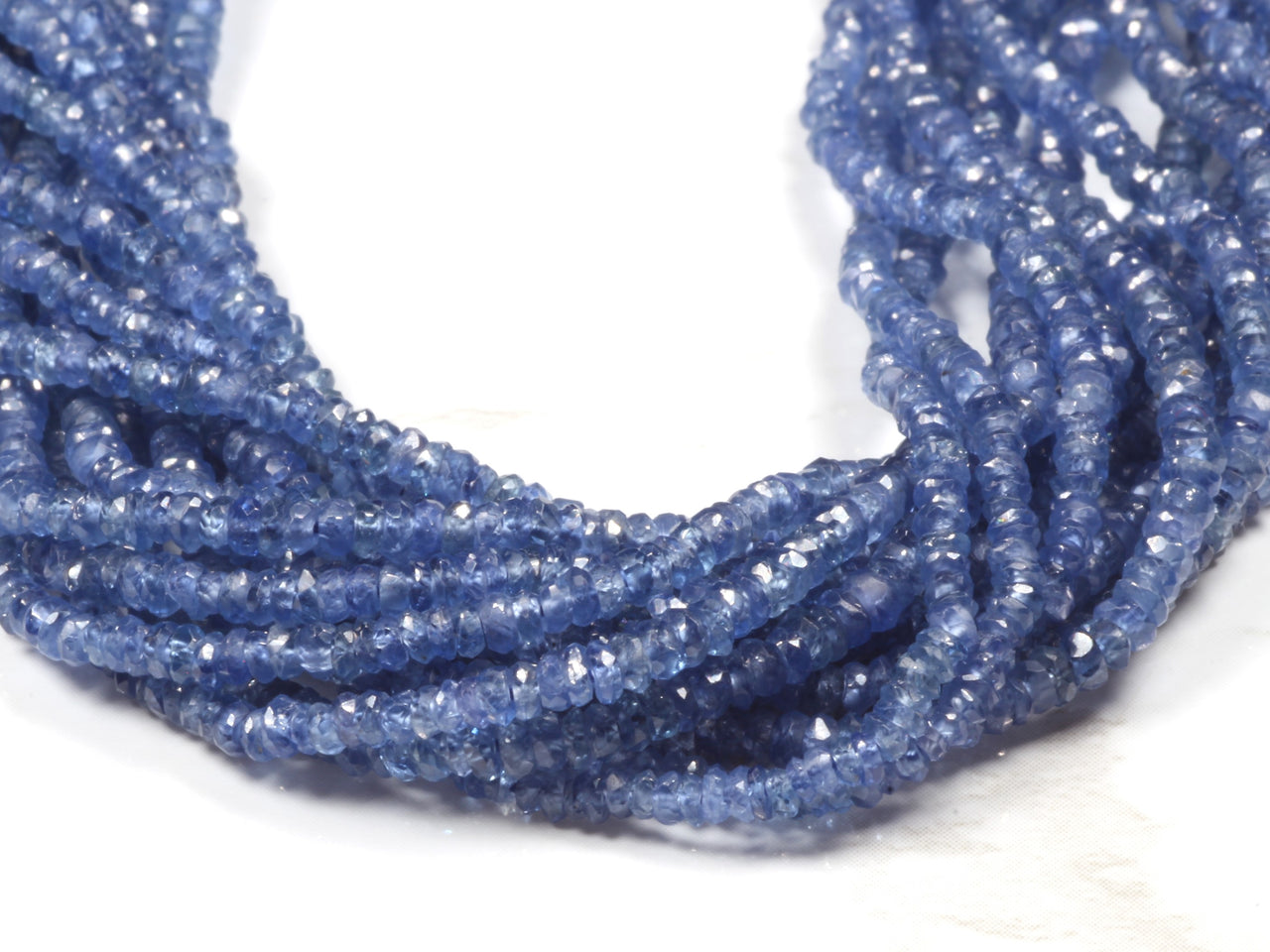 AAA Cornflower Blue Sapphire 2mm Hand Faceted Rondelles Bead Strand