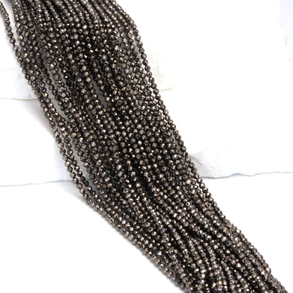 Gunmetal Plated Pyrite 2.5mm Faceted Rounds Bead Strand