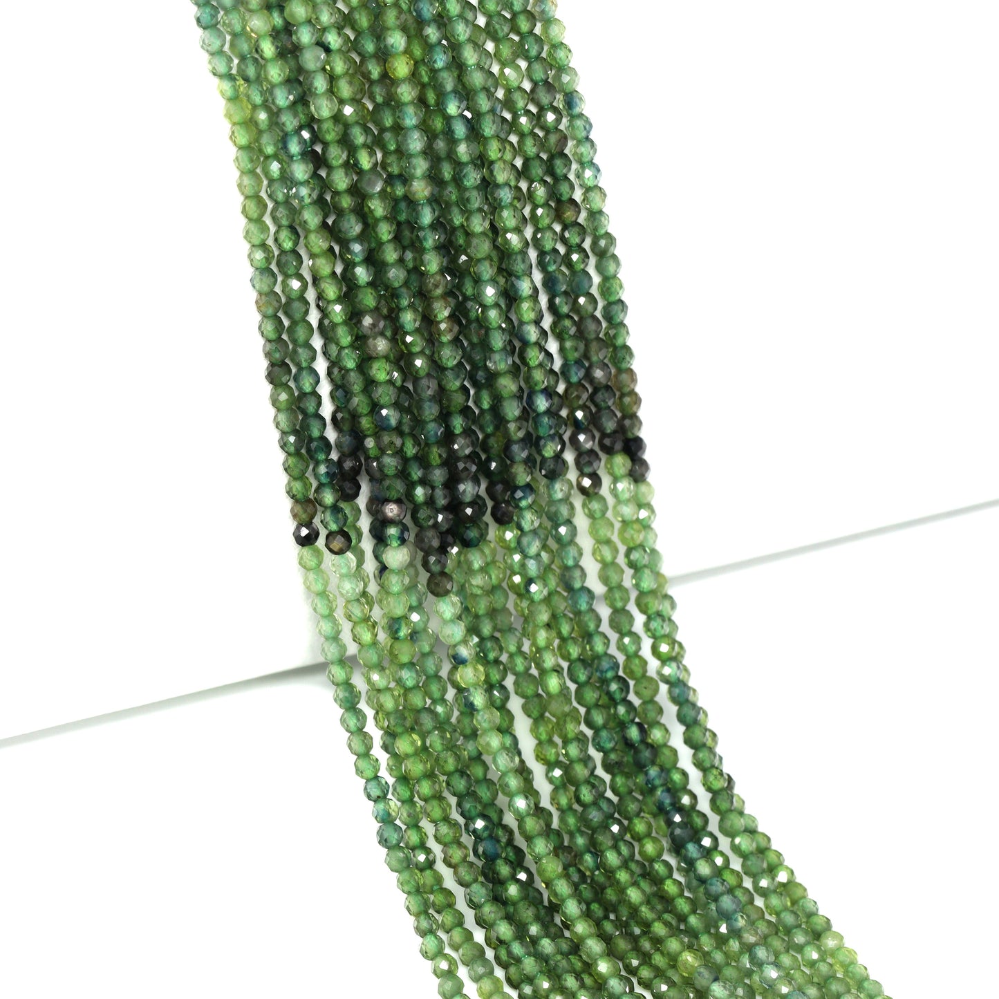 Ombre Green Sapphire 2mm Faceted Rondelles Bead Strand