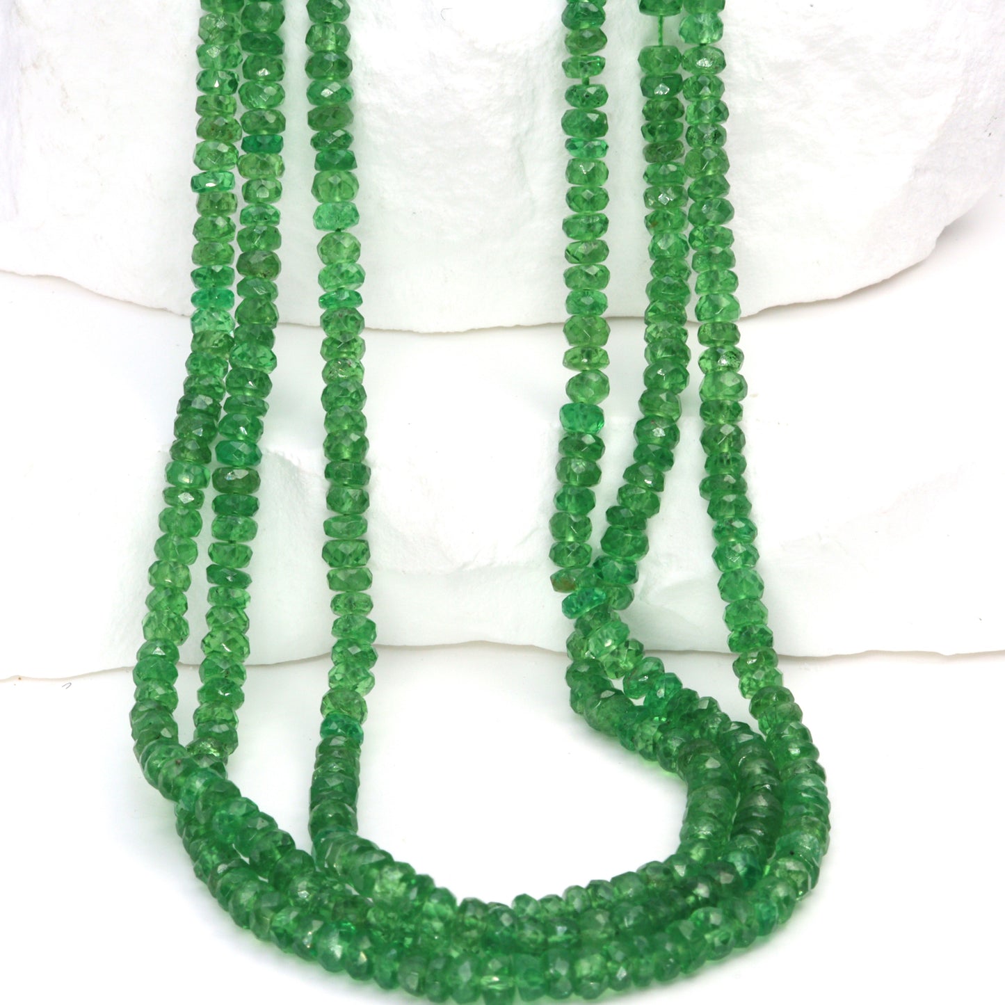 Green Tsavorite 3mm Faceted Rondelles