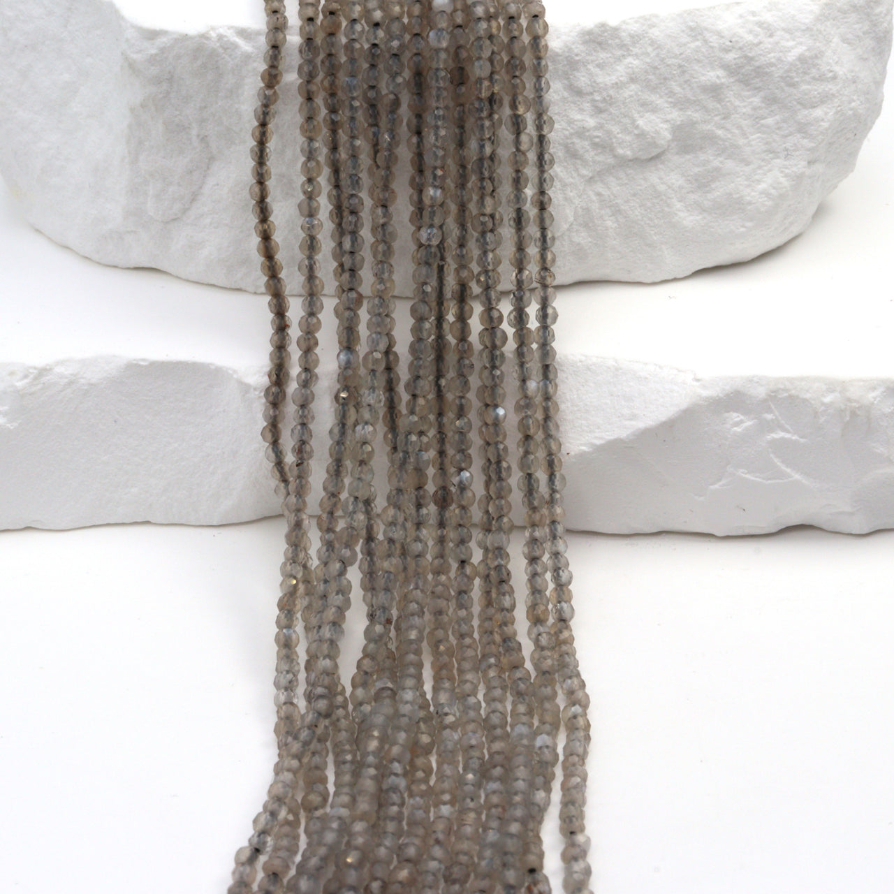 Gray Moonstone 2mm Faceted Rondelles Bead Strand