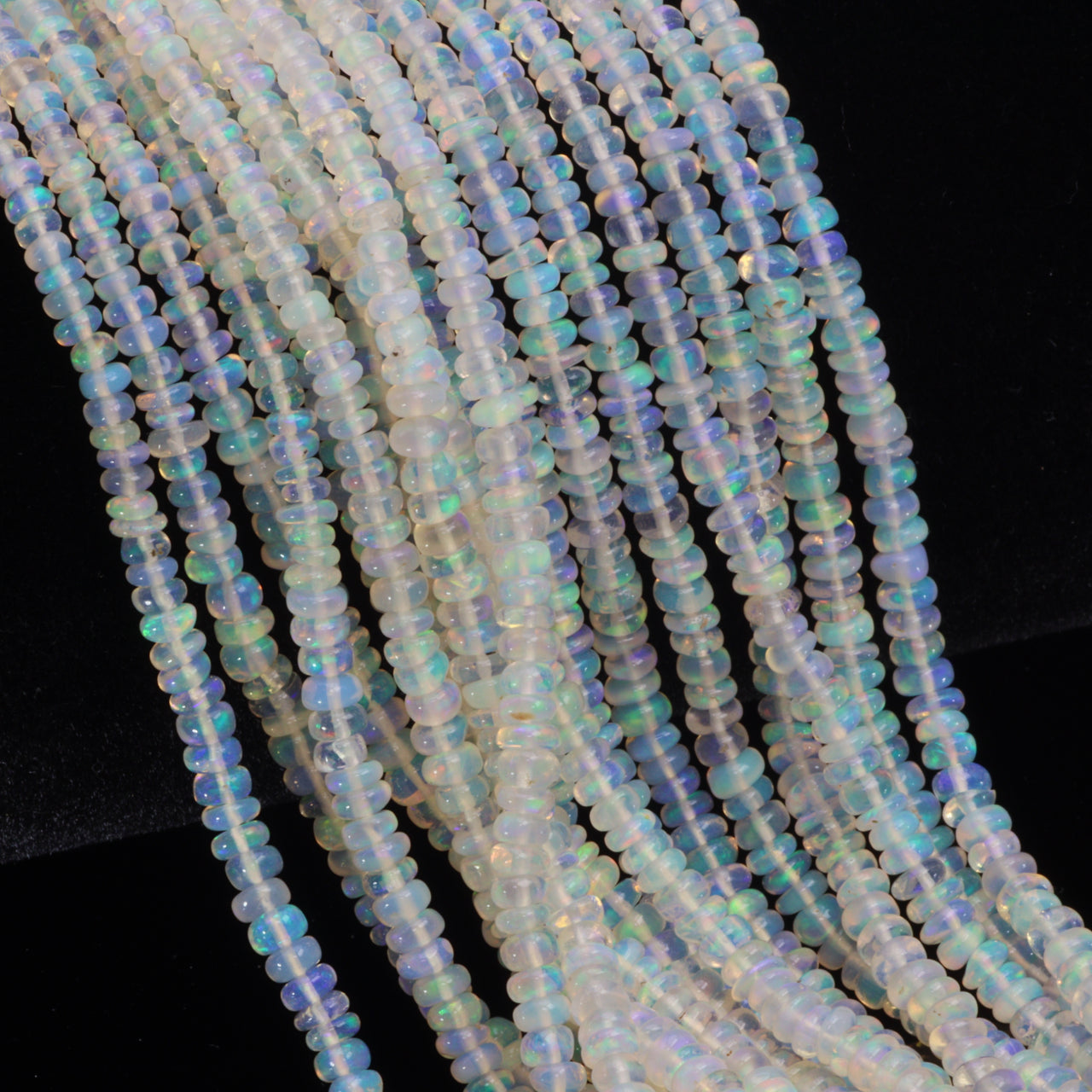 White Ethiopian Opal 3mm Smooth Rondelles Bead Strand