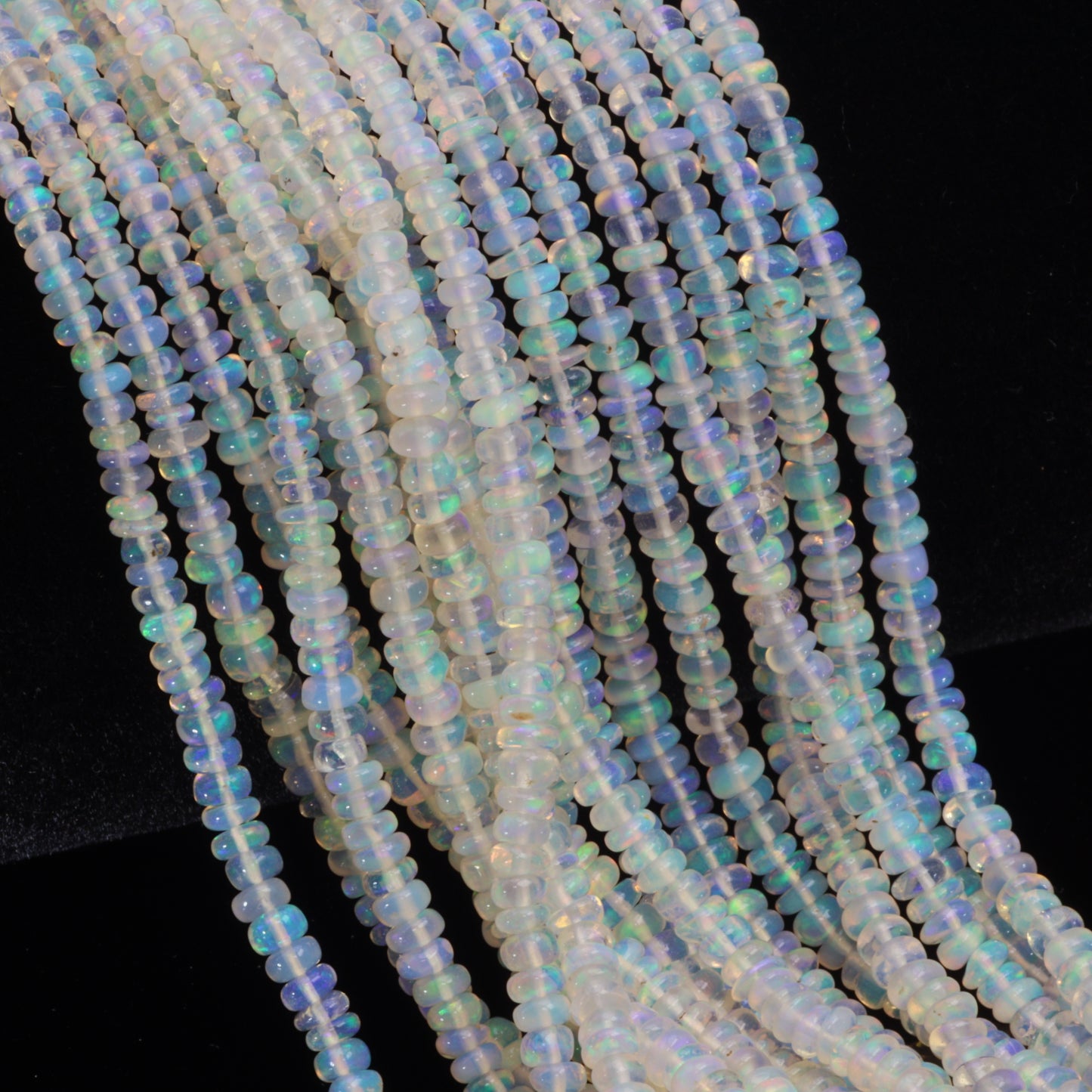 White Ethiopian Opal 3mm Smooth Rondelles Bead Strand
